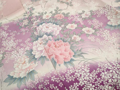 平和屋着物■訪問着　草花文　牡丹　暈し染め　金彩　やまと誂製　正絹　逸品　DABJ5126qa