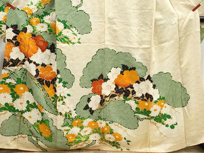 平和屋着物■豪華振袖　駒刺繍　花松文　金彩　正絹　逸品　DABJ5130qa