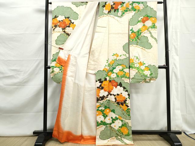 平和屋着物■豪華振袖　駒刺繍　花松文　金彩　正絹　逸品　DABJ5130qa