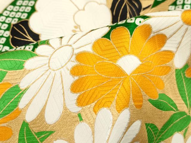 平和屋着物■豪華振袖　駒刺繍　花松文　金彩　正絹　逸品　DABJ5130qa