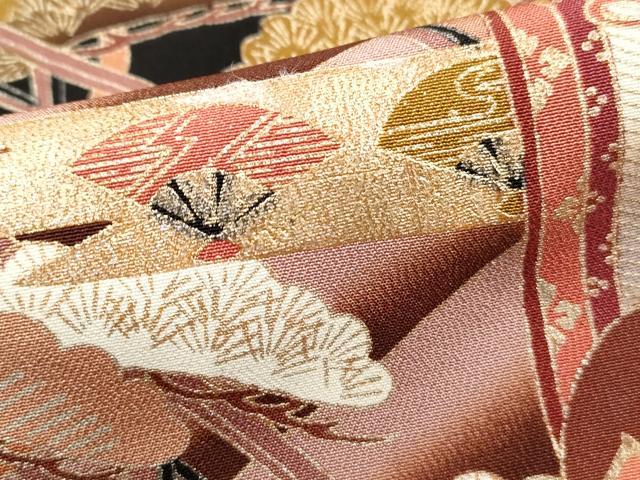 平和屋着物■豪華黒留袖　渡橋御所車花松文　暈し染め　正絹　逸品　DABJ5135qa