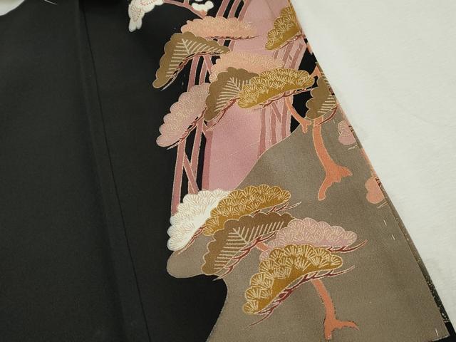 平和屋着物■豪華黒留袖　渡橋御所車花松文　暈し染め　正絹　逸品　DABJ5135qa