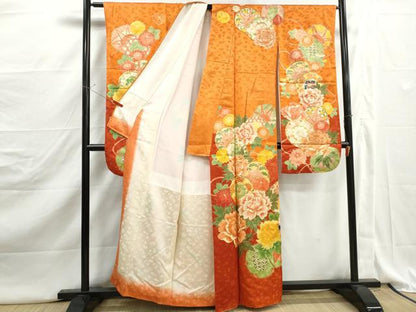 平和屋着物■豪華振袖　駒刺繍　花鼓文　牡丹　暈し染め　正絹　逸品　DABJ5137qa