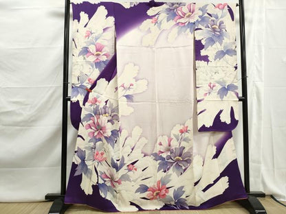 平和屋着物■豪華振袖　駒刺繍　枝花文　暈し染め　正絹　逸品　DABJ5138qa