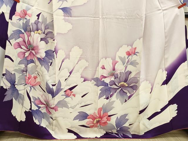 平和屋着物■豪華振袖　駒刺繍　枝花文　暈し染め　正絹　逸品　DABJ5138qa