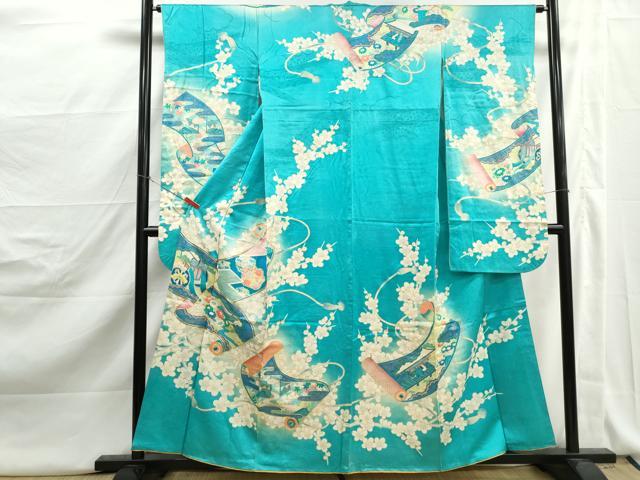 平和屋着物■豪華振袖　駒刺繍　絵巻花文　暈し染め　金彩　正絹　逸品　DABJ5139qa