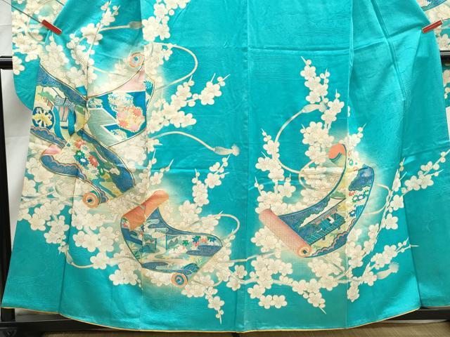 平和屋着物■豪華振袖　駒刺繍　絵巻花文　暈し染め　金彩　正絹　逸品　DABJ5139qa
