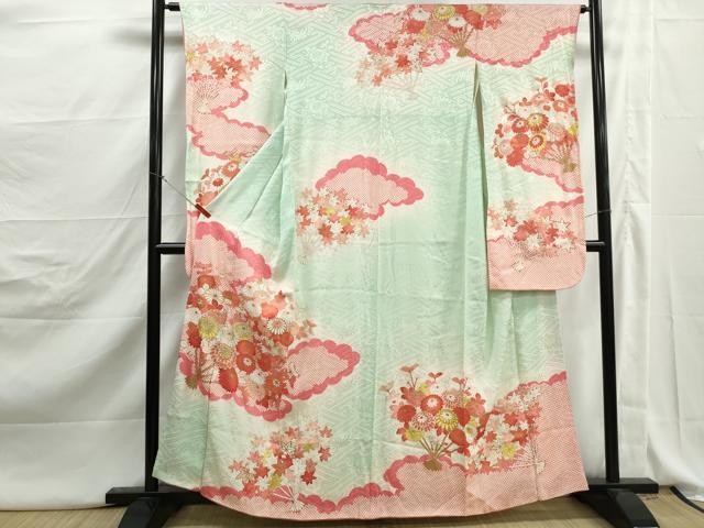 平和屋着物■豪華振袖　刺繍　雲取り花文　暈し染め　金彩　正絹　逸品　DABJ5140qa