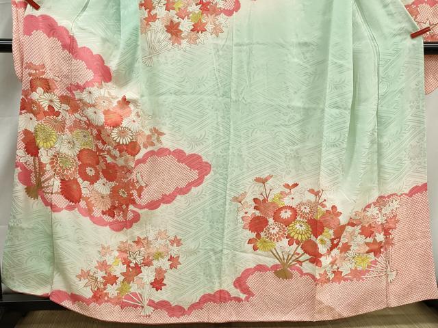 平和屋着物■豪華振袖　刺繍　雲取り花文　暈し染め　金彩　正絹　逸品　DABJ5140qa