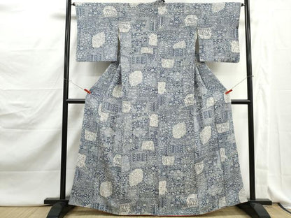 平和屋着物■上質な小紋　更紗花人物文　正絹　逸品　DABJ5146qa