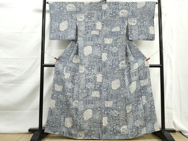平和屋着物■上質な小紋　更紗花人物文　正絹　逸品　DABJ5146qa