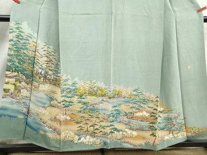 平和屋着物■豪華色留袖　友禅　作家物　風景樹林文　暈し染め　正絹　逸品　DABJ5152qa