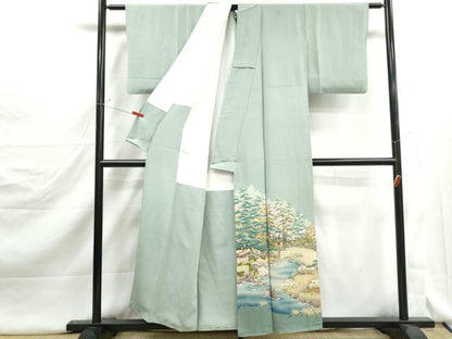 平和屋着物■豪華色留袖　友禅　作家物　風景樹林文　暈し染め　正絹　逸品　DABJ5152qa