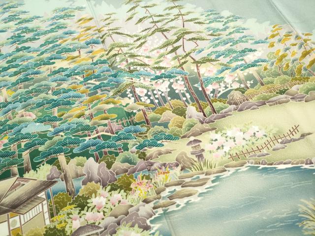 平和屋着物■豪華色留袖　友禅　作家物　風景樹林文　暈し染め　正絹　逸品　DABJ5152qa