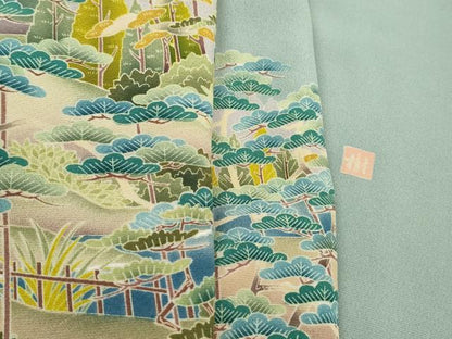 平和屋着物■豪華色留袖　友禅　作家物　風景樹林文　暈し染め　正絹　逸品　DABJ5152qa