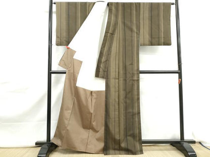 平和屋着物■上質な紬　間道　正絹　逸品　DABJ5158qa