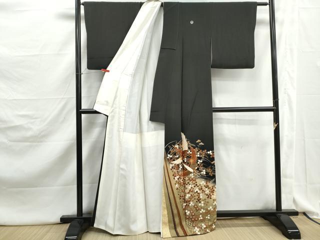平和屋着物■豪華黒留袖　作家物　駒刺繍　群鶴文　暈し染め　金彩　本金箔　正絹　逸品　DABJ5161qa
