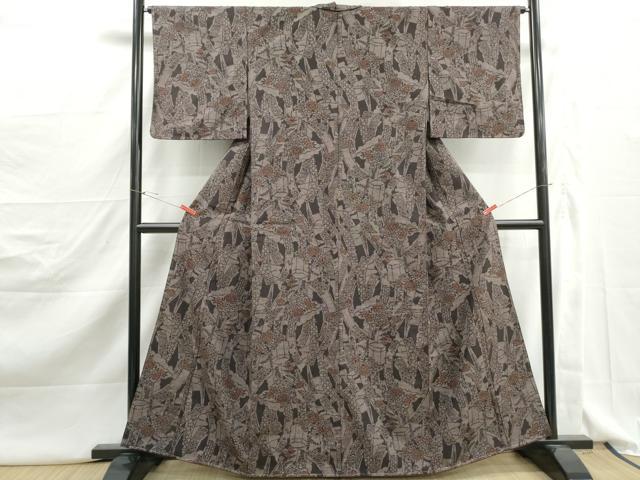 平和屋着物■上質な紬　短冊花文　正絹　逸品　DABJ5162qa