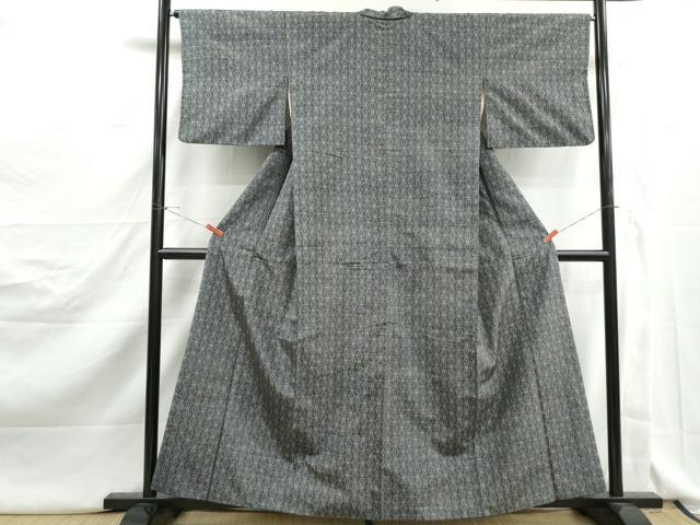 平和屋着物■上質な紬　麻の葉文　正絹　逸品　DABJ5163qa