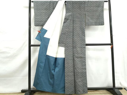 平和屋着物■上質な紬　麻の葉文　正絹　逸品　DABJ5163qa
