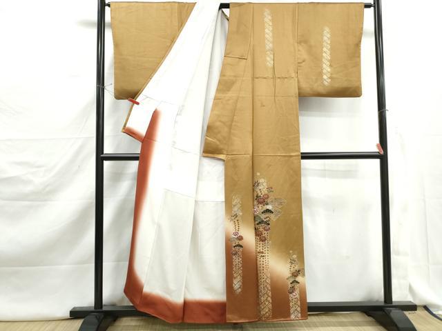 平和屋着物■訪問着　地紙花松文　暈し染め　金彩　正絹　逸品　DABJ5165qa