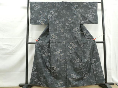 平和屋着物■上質な紬　草花文　正絹　逸品　DABJ5167qa