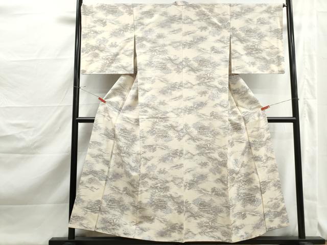 平和屋着物■上質な紬　霞風景文　正絹　逸品　DABJ5168qa