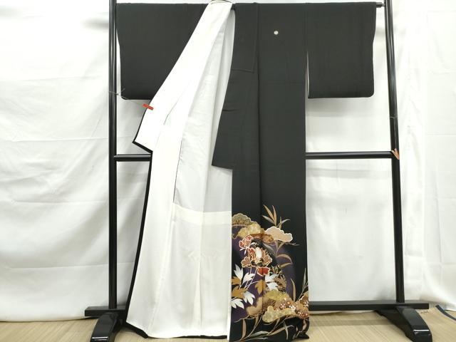 平和屋着物■豪華黒留袖　泰常　駒刺繍　花松文　暈し染め　金彩　正絹　逸品　DABJ5170qa