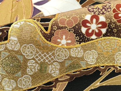 平和屋着物■豪華黒留袖　泰常　駒刺繍　花松文　暈し染め　金彩　正絹　逸品　DABJ5170qa