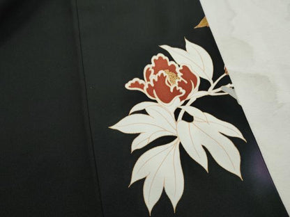 平和屋着物■豪華黒留袖　泰常　駒刺繍　花松文　暈し染め　金彩　正絹　逸品　DABJ5170qa