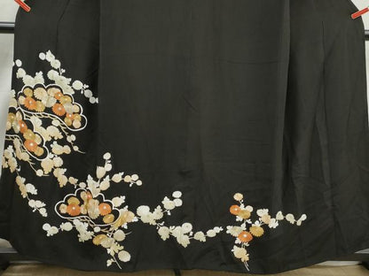 平和屋着物■豪華黒留袖　刺繍　枝松花文　金彩　正絹　逸品　DABJ5175qa