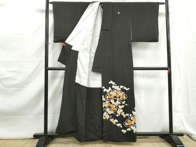 平和屋着物■豪華黒留袖　刺繍　枝松花文　金彩　正絹　逸品　DABJ5175qa