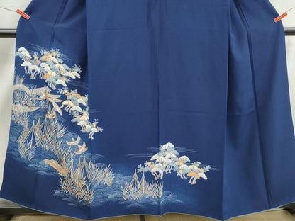 平和屋着物■訪問着　立波花鳥文　舟　暈し染め　金彩　正絹　逸品　DABJ5176qa