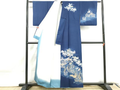 平和屋着物■訪問着　立波花鳥文　舟　暈し染め　金彩　正絹　逸品　DABJ5176qa