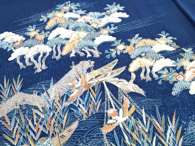 平和屋着物■訪問着　立波花鳥文　舟　暈し染め　金彩　正絹　逸品　DABJ5176qa