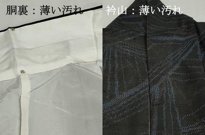平和屋着物■上質な紬　幾何学文　正絹　逸品　DABJ5183qa