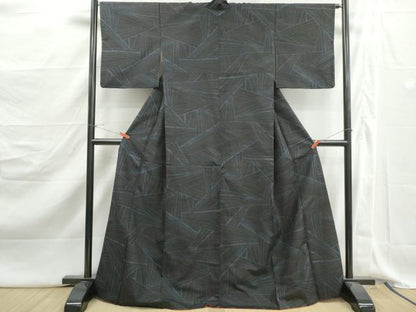 平和屋着物■上質な紬　幾何学文　正絹　逸品　DABJ5183qa