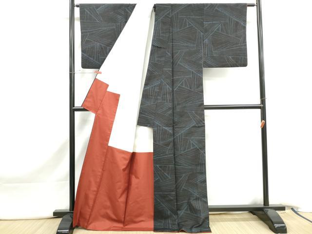 平和屋着物■上質な紬　幾何学文　正絹　逸品　DABJ5183qa