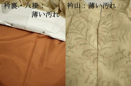 平和屋着物■上質な紬　葉尽くし文　正絹　逸品　DABJ5186qa