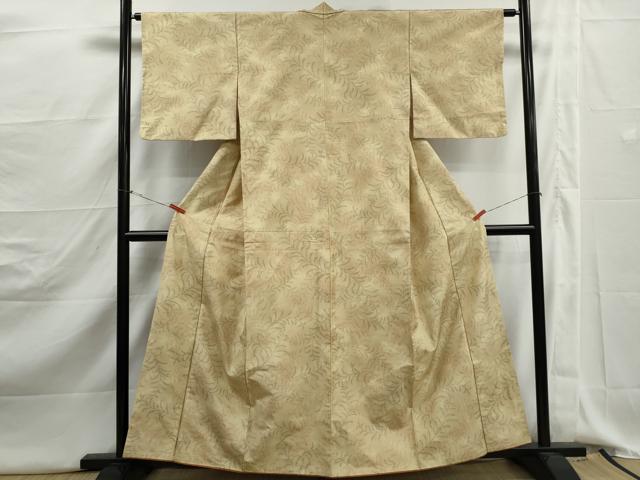 平和屋着物■上質な紬　葉尽くし文　正絹　逸品　DABJ5186qa