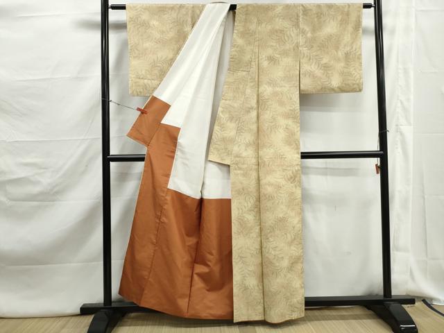 平和屋着物■上質な紬　葉尽くし文　正絹　逸品　DABJ5186qa