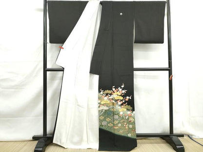平和屋着物■豪華黒留袖　作家物　駒刺繍　宝尽くし花松文　暈し染め　金彩　正絹　逸品　DABJ5190qa