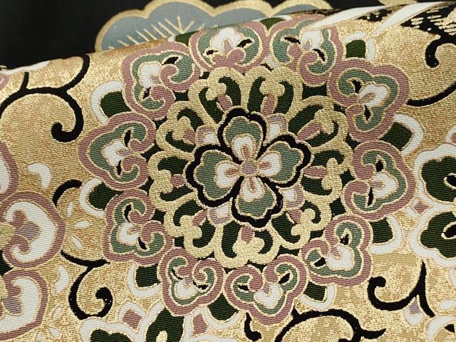 平和屋着物■豪華黒留袖　飛鶴花松文　金彩　正絹　逸品　DABJ5192qa