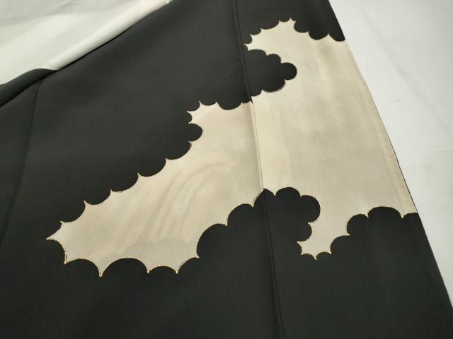 平和屋着物■豪華黒留袖　駒刺繍　尾長鳥花松文　金彩　正絹　逸品　DABJ5194qa