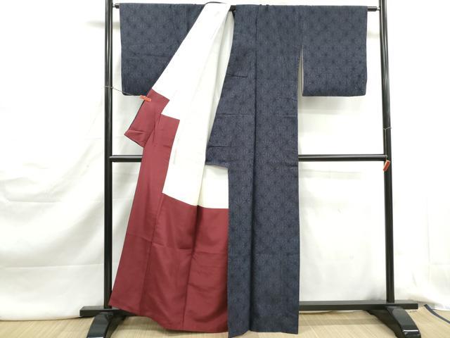 平和屋着物■上質な紬　麻の葉文　正絹　逸品　DABJ5197qa