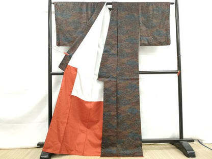 平和屋着物■上質な紬　幾何学文　正絹　逸品　DABJ5203qa