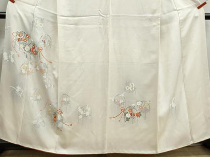 平和屋着物■訪問着　友禅　刺繍　草花文　暈し染め　正絹　逸品DABJ5204qa