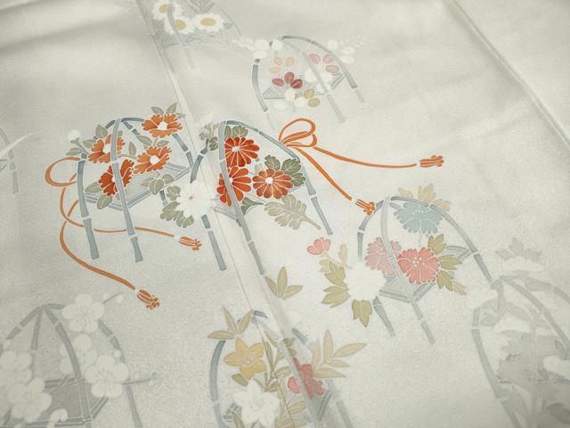 平和屋着物■訪問着　友禅　刺繍　草花文　暈し染め　正絹　逸品DABJ5204qa