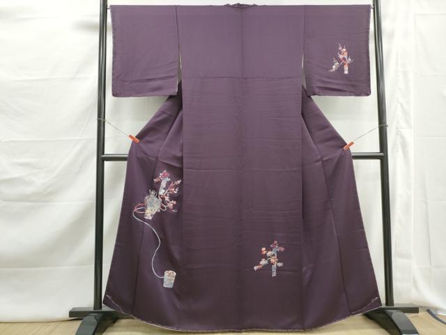 平和屋着物■訪問着　総刺繍　仕覆飾花文　銀糸　正絹　逸品　DABJ5205qa