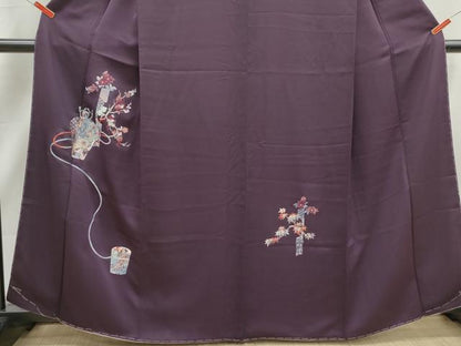 平和屋着物■訪問着　総刺繍　仕覆飾花文　銀糸　正絹　逸品　DABJ5205qa